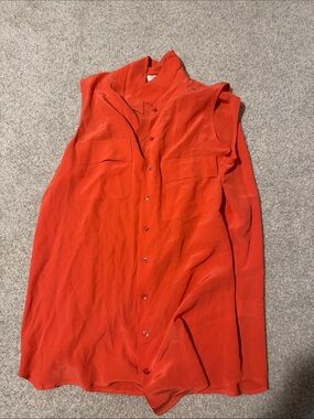 Equipment Sleeveless Button-Front Blouse in Bright Red